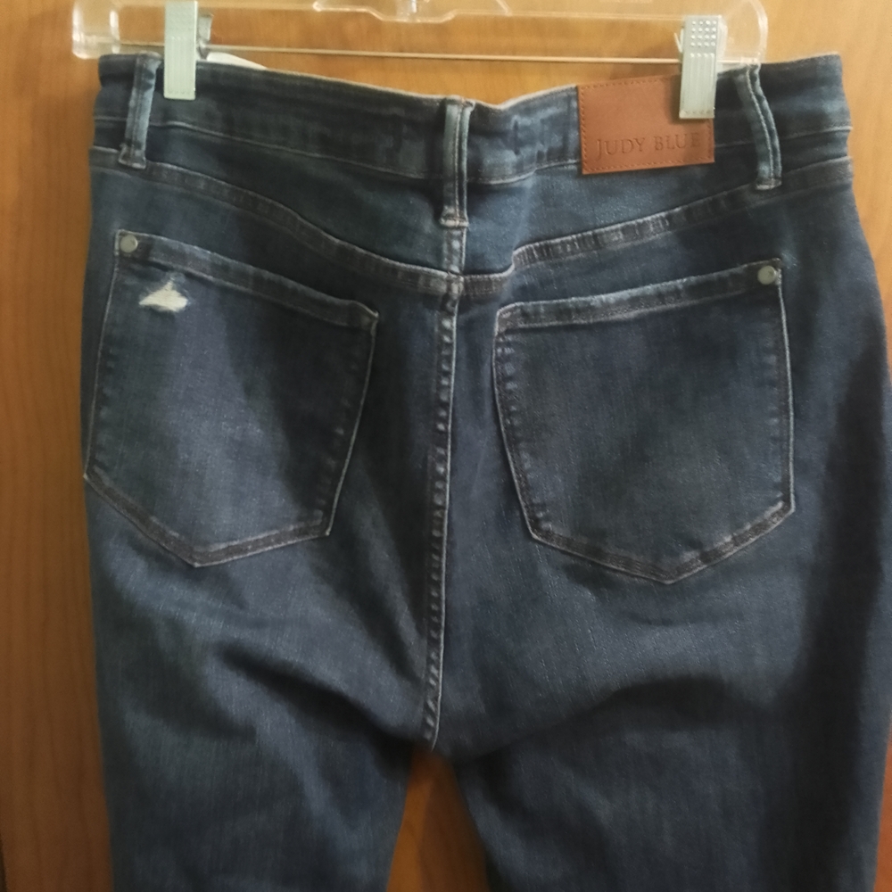 Distressed Dark Blue‎ Judy Blue High Rise Skinny Fit Jeans Size 15/32 - Picture 3 of 16